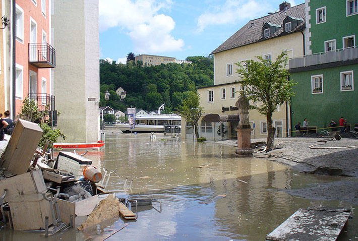 Passau im Juni 2013 nach der Flutkatastrophe